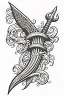 trident with waves tattoo design idea