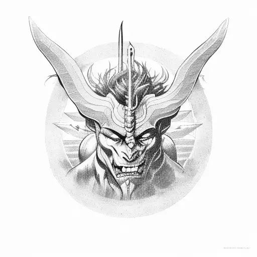 battle between god & the devil tattoo design idea