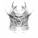 battle between god & the devil tattoo design idea