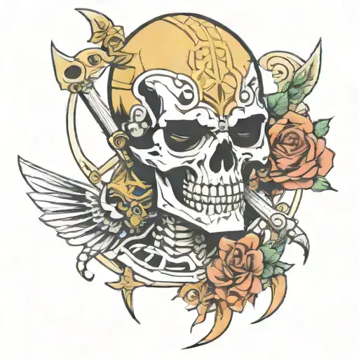 zelda japanese skeleton tattoo design idea