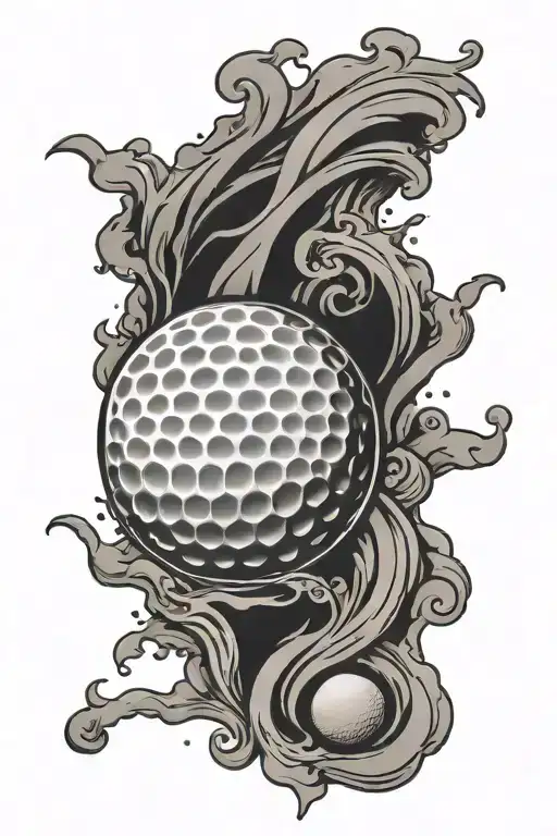 golf ball surrounded tattoo design idea