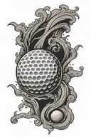 golf ball surrounded tattoo design idea