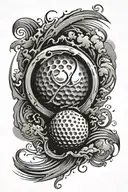 golf ball surrounded tattoo design idea
