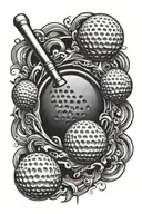 golf ball surrounded tattoo design idea