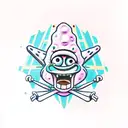 spongebob lifing up illuminati symbol tattoo design idea