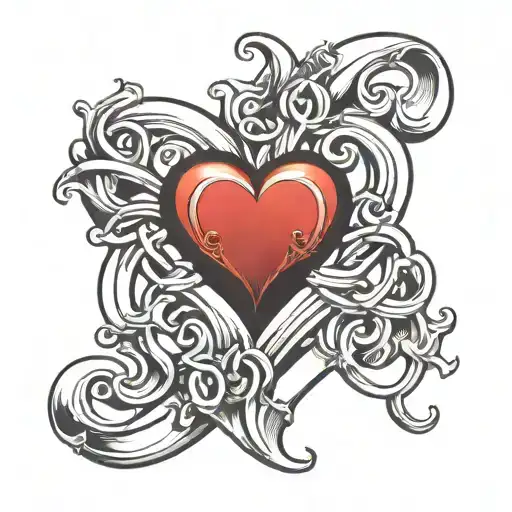 Letter B & heart intertwined tattoo design idea