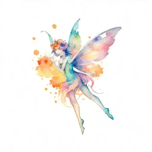fairy flying tattoo design idea