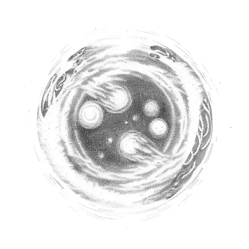 thunder cloud lightning bolt space scene inside of it with planets and stars  tattoo design idea