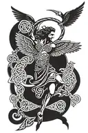 A celtic knot design incorporating elements of greek mythology, with a focus on Icarus tattoo design idea