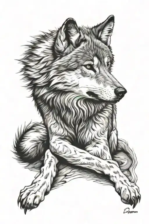 wolf, pocket 7:08 and 19 seconds tattoo design idea