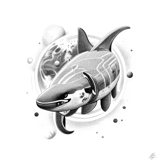 space orca tattoo design idea