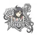  text that says: i love tomboys. Change the girl for Ryuko matoi from the anime kill la kill tattoo design idea