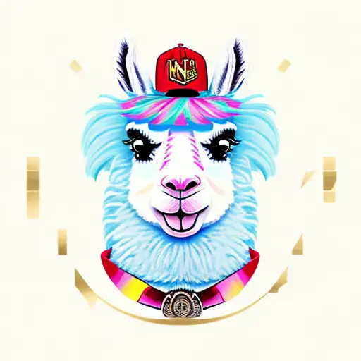 the llama is a rapper and has a gold grille tattoo design idea