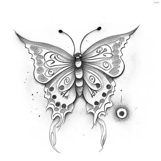 orange tree with a butterfly tattoo design idea