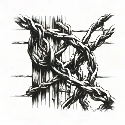 Prison fence razor wire tattoo design idea