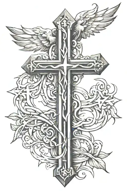 three cross on top with light shinning from them and under that 12/10/03 Roman numeras tattoo design idea