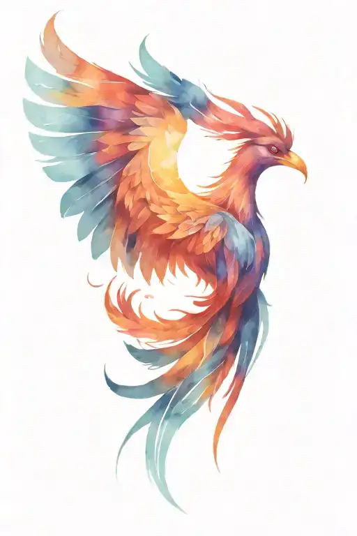 color sketch of a phoenix bird depicted sideways The photo tattoo design idea