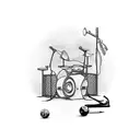 A pool table with motorcycle wheels as the legs and a guitar as the playing surface tattoo design idea