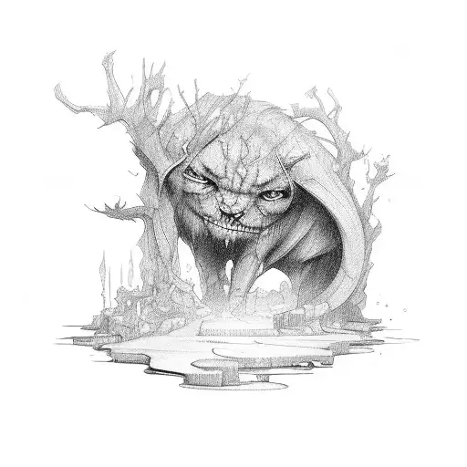 Depression, anxiety, panic, sadness demons tattoo design idea