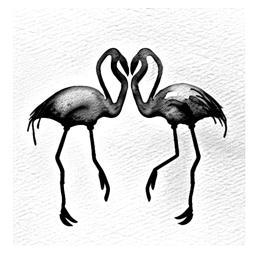 watercolor two pink flamingos in love  tattoo design idea