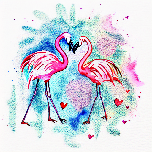 watercolor two pink flamingos in love  tattoo design idea