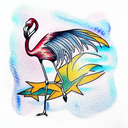 watercolor flamingo tattoo design idea