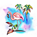 watercolor flamingo tattoo design idea