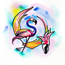 watercolor flamingo tattoo design idea