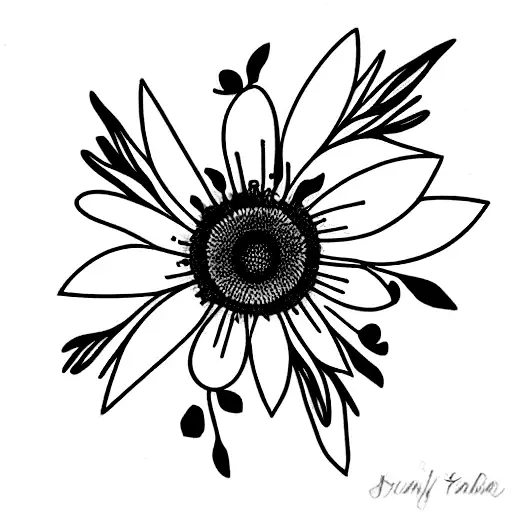 birth month flowers for June with the name Tahlia on the stem, July with the name Josiah on the stem and September with  tattoo design idea