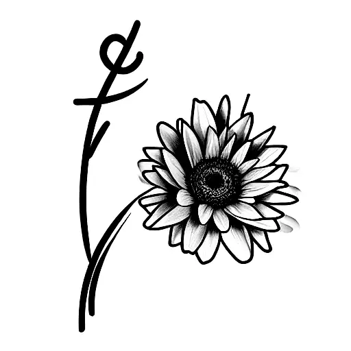 birth month flowers for June with the name Tahlia on the stem, July with the name Josiah on the stem and September with  tattoo design idea