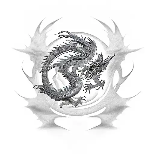 dragon,pacifist,bipolar,car,red,grey,black,romantic,eternium. tattoo design idea