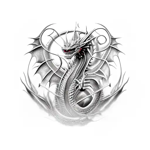 metal dragon,pacifist,bipolar,car,red,grey,black,romantic,eternium. tattoo design idea