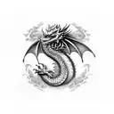 dragon,pacifist,bipolar,car,red,grey,black,romantic,eternium. tattoo design idea