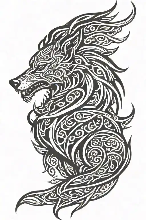Fenrir norse mythical tattoo design idea