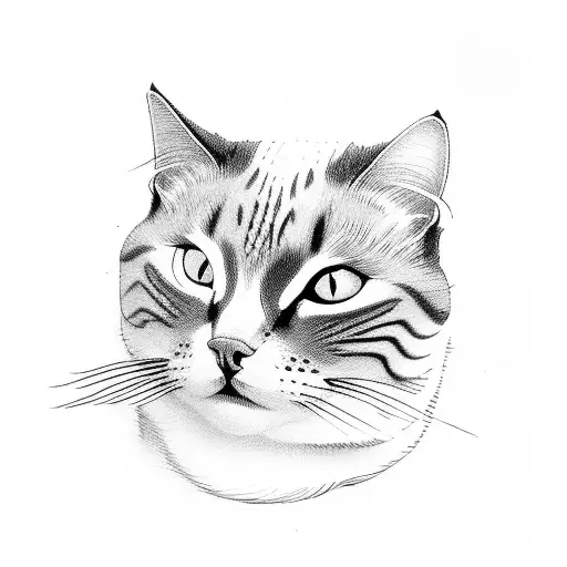 Birma Cat next to cute ghost hovering tattoo design idea