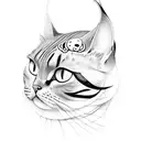 Birma Cat next to cute ghost hovering tattoo design idea