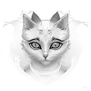 Birma Cat next to cute ghost hovering tattoo design idea