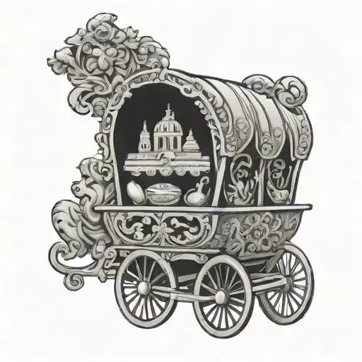 A traditional Sicilian cart adorned with symbols of Italy and Sicily, showcasing heritage and love for the culture tattoo design idea