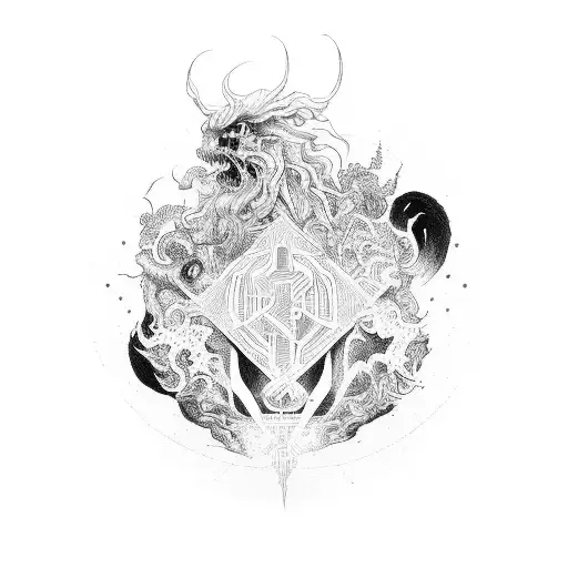 create a background with an empty middle for a peice that has meaning of heaven and hell tattoo design idea