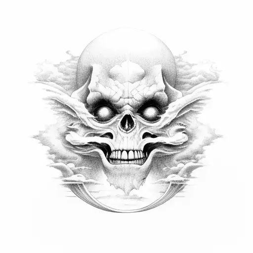 a background full of meaningful stuff dealing with heaven and hell tattoo design idea