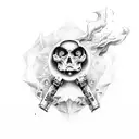 create a background with an empty middle for a peice that has meaning of heaven and hell tattoo design idea