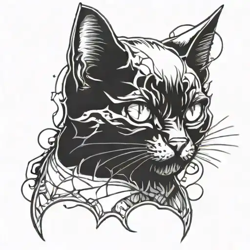 cat, horror, bat tattoo design idea