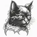 cat, horror, bat tattoo design idea