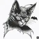 cat, horror, bat tattoo design idea