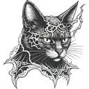 cat, horror, bat tattoo design idea