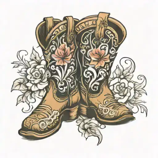 Cowboy boot tattoo design idea