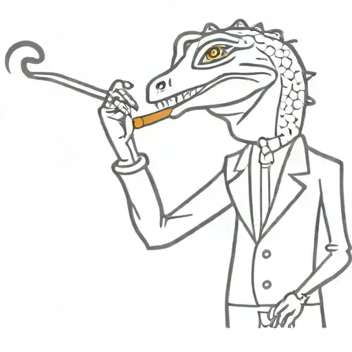 human lizard smoking a cigarret in the bar tattoo design idea