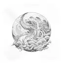 river typhoon fire moon tattoo design idea