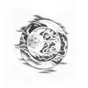 river typhoon fire moon tattoo design idea