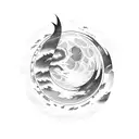 river typhoon fire moon tattoo design idea